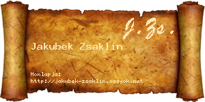 Jakubek Zsaklin névjegykártya